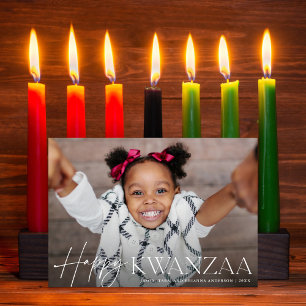 Lycklig Kwanzaa Elegant + Modern Helgdag-fotokort Julkort