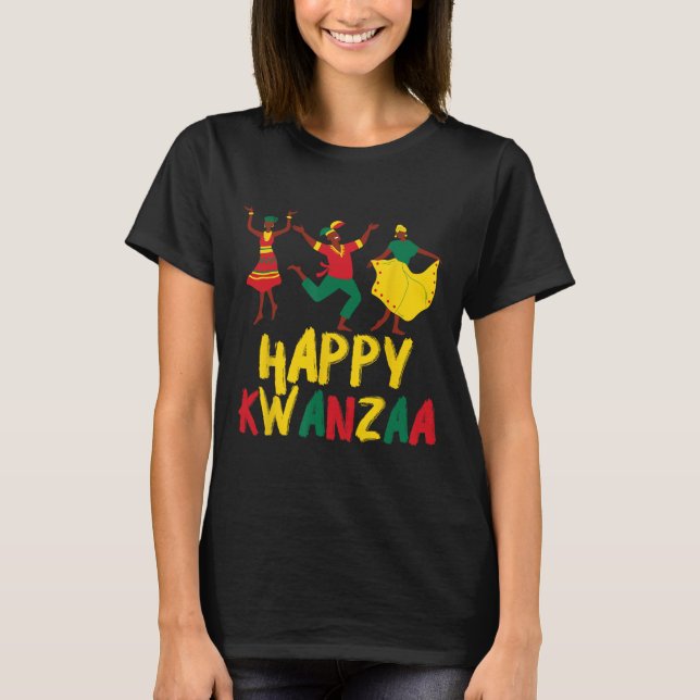 Lycklig Kwanzaa Firande Sju principer Afrika T Shirt (Framsida)