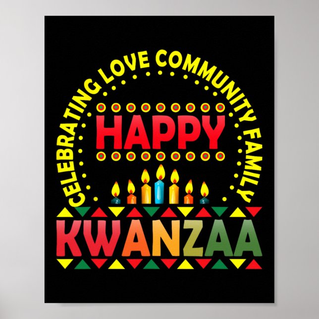 Lycklig Kwanzaa firar jul Af för Kärlek Kinara Af Poster (Framsidan)