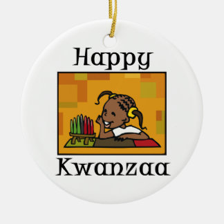 Lycklig Kwanzaa flicka Kinara Julgransprydnad Keramik