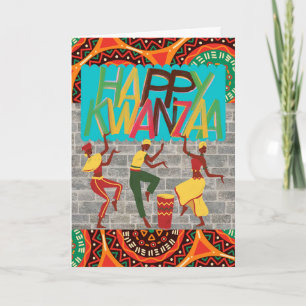 Lycklig Kwanzaa Glatta Firande med Dancing Kort