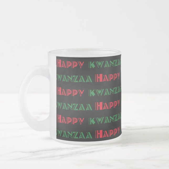 Lycklig Kwanzaa Hälsning 2 Frostad Glasmugg (Vänster)