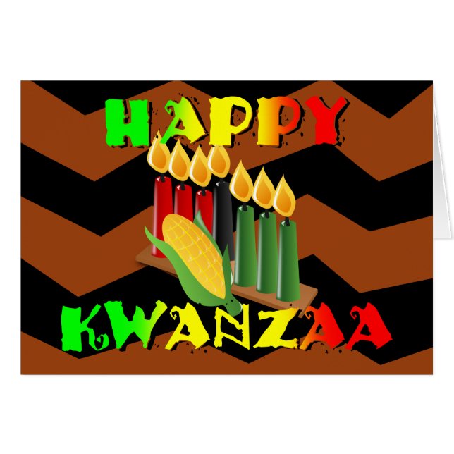 LYCKLIG KWANZAA HÄLSNINGSKORT (Framsidan Horizontal)