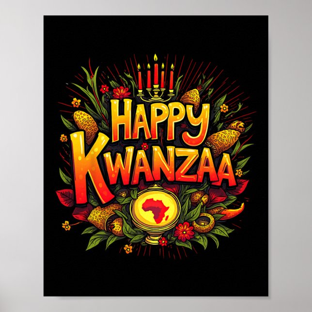 Lycklig Kwanzaa jul Afro-american Lycklig Kwanza Poster (Framsidan)