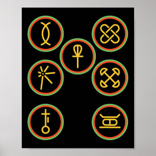 Lycklig Kwanzaa Kinara-7-Badges Principles of Kw Poster
