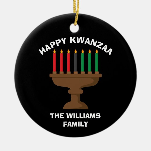Lycklig Kwanzaa Kinara Anpassningsbar Red Black Gr Julgransprydnad Keramik (Framsidan)