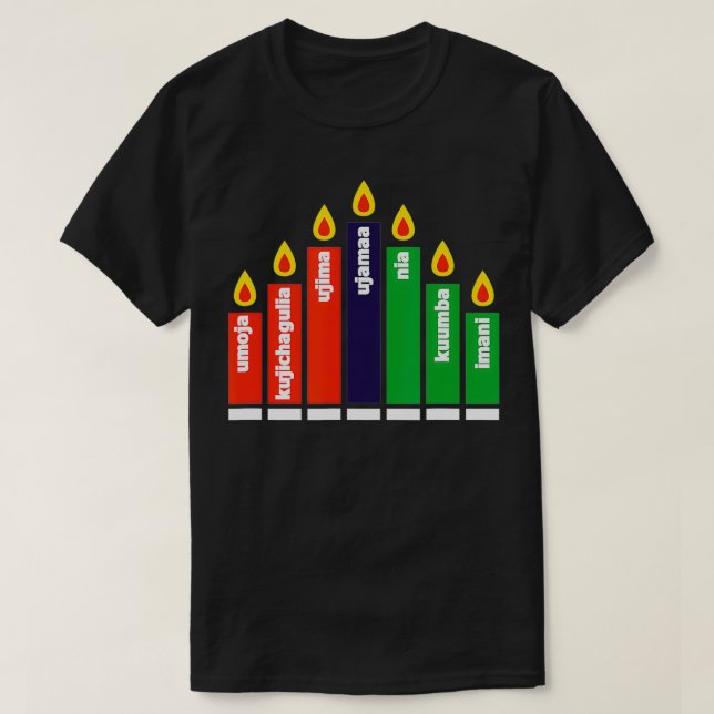 Lycklig Kwanzaa Kinara Candles African American Ho T Shirt (Design framsida)