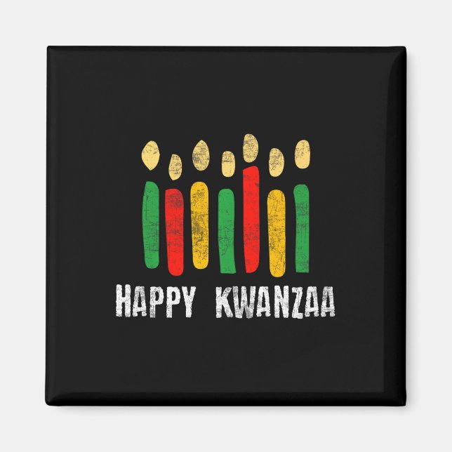 Lycklig Kwanzaa Kinara Seven Principles Candles Pa Magnet (Framsidan)