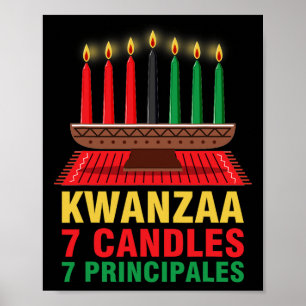 Lycklig Kwanzaa Kinara Seven Principles Candles Pa Poster