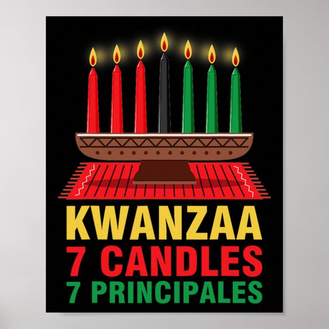 Lycklig Kwanzaa Kinara Seven Principles Candles Pa Poster (Framsidan)