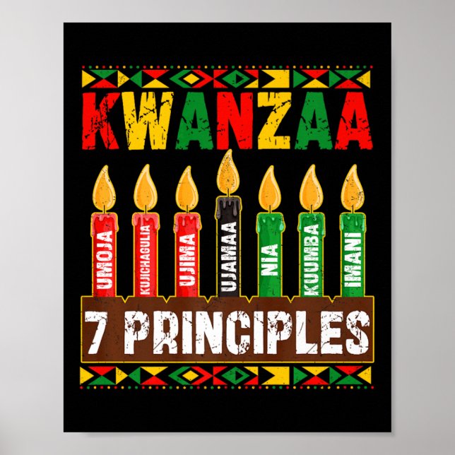 Lycklig Kwanzaa Kinara Seven Principles Candles Pa Poster (Framsidan)