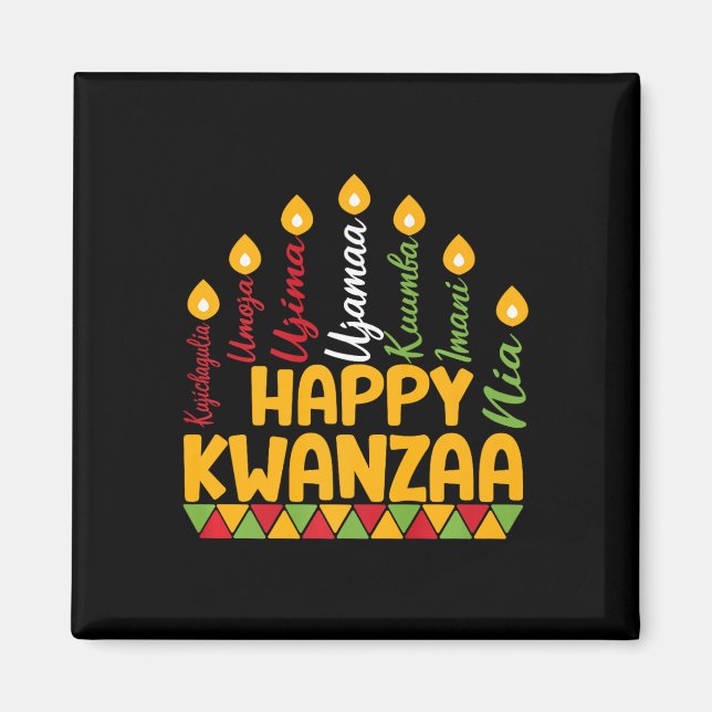 Lycklig Kwanzaa Kinara Sju ljus-/ljusprinciper för Magnet (Framsidan)