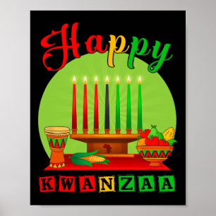 Lycklig Kwanzaa Kinara Sju ljus-/ljusprinciper för Poster