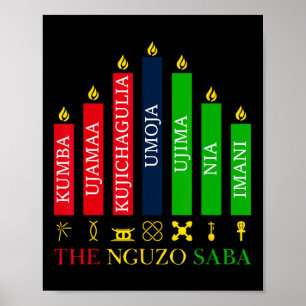 Lycklig Kwanzaa Kinara Sju ljus-/ljusprinciper för Poster