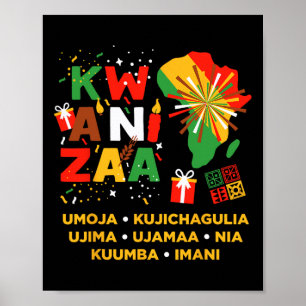 Lycklig Kwanzaa Kinara Sju ljus-/ljusprinciper för Poster