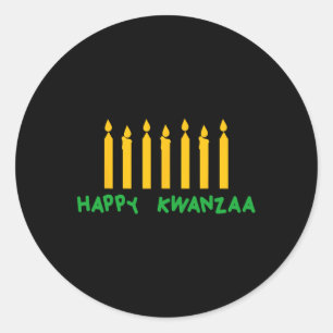 Lycklig Kwanzaa Kinara Sju ljus-/ljusprinciper för Runt Klistermärke