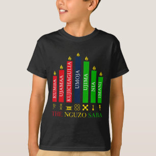 Lycklig Kwanzaa Kinara Sju ljus-/ljusprinciper för T Shirt