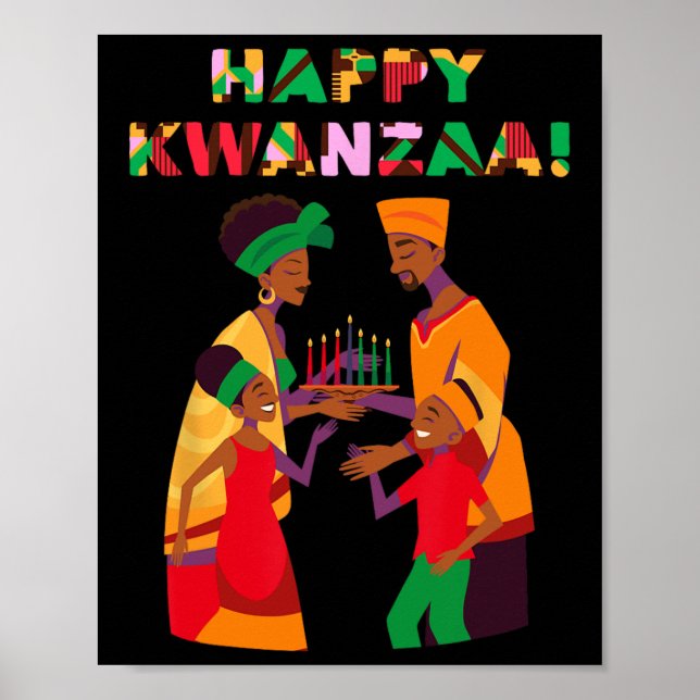 Lycklig Kwanzaa Kinara-sju ljus-principer i K Poster (Framsidan)