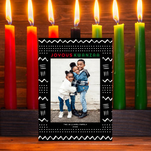 Lycklig Kwanzaa Modern Mudcloth Mönster Photo Julkort