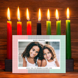 Lycklig Kwanzaa moderna Grid Mönster-fotokort Julkort