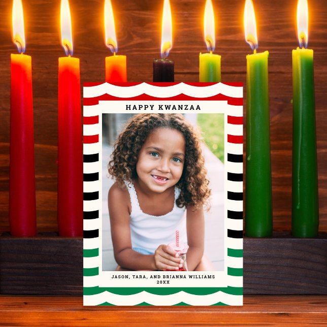 Lycklig Kwanzaa moderna Rand-Helgdag-fotokort Julkort (Skapare uppladdad)
