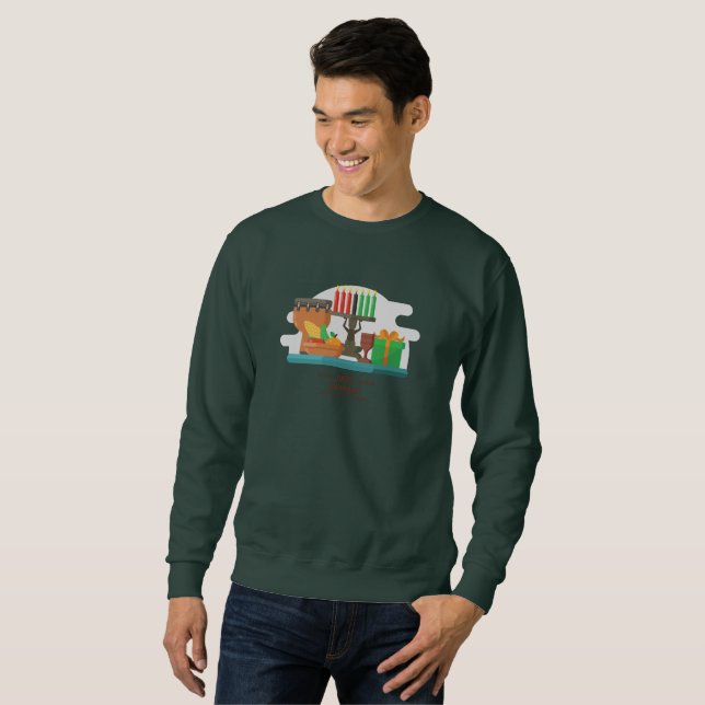 lycklig kwanzaa presenterar manar-tröja sweatshirt (Hel framsida)