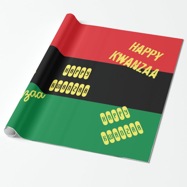 Lycklig Kwanzaa RBG UNIA Afro-American Flagga Presentpapper (Utrullad)