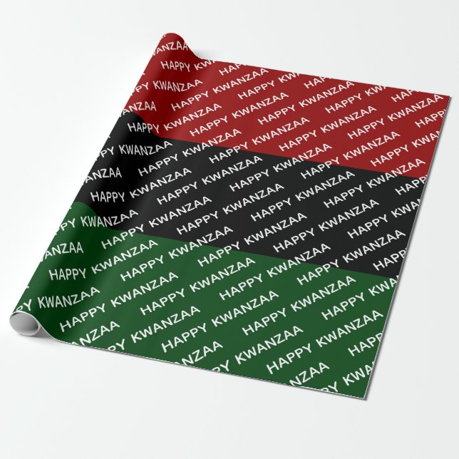 Lycklig Kwanzaa Red Black Grönt Pan African  Presentpapper (Utrullad)