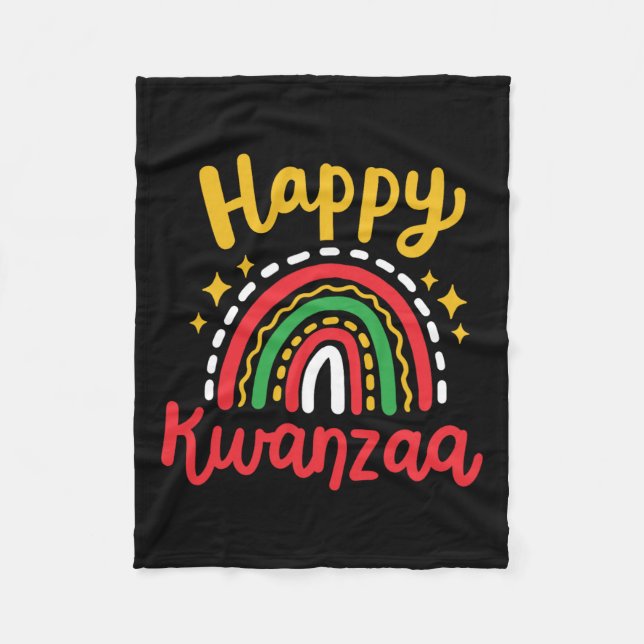 Lycklig Kwanzaa Retro Groovy Rainbow African Ameri Fleecefilt (Framsidan)