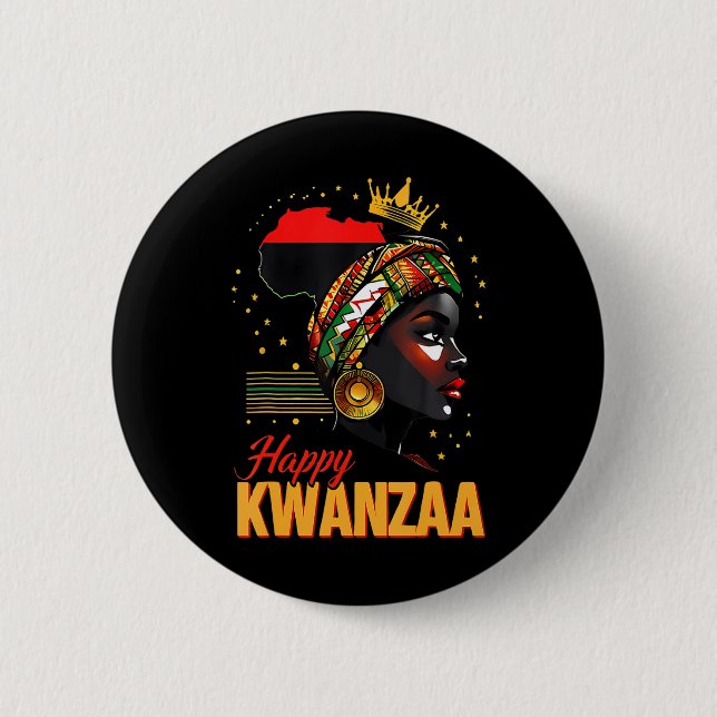 Lycklig Kwanzaa sju principer för Kwanzaa kvinnor Knapp (Framsida)