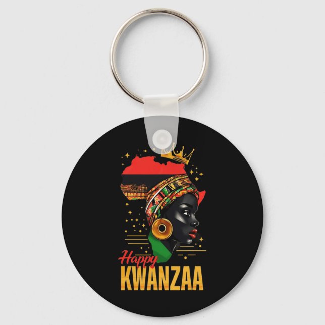 Lycklig Kwanzaa sju principer för Kwanzaa kvinnor  Nyckelring (Framsida)