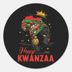 Lycklig Kwanzaa sju principer för Kwanzaa kvinnor Runt Klistermärke