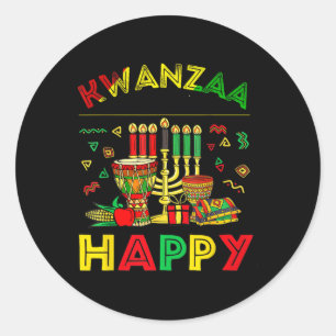 Lycklig Kwanzaa sju principer för Kwanzaa kvinnor Runt Klistermärke
