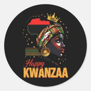 Lycklig Kwanzaa sju principer för Kwanzaa kvinnor Runt Klistermärke
