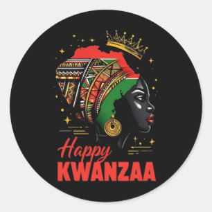 Lycklig Kwanzaa sju principer för Kwanzaa kvinnor Runt Klistermärke