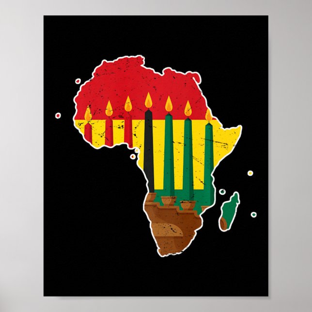 Lycklig Kwanzaa sju principer Kinara Candles Afri Poster (Framsidan)