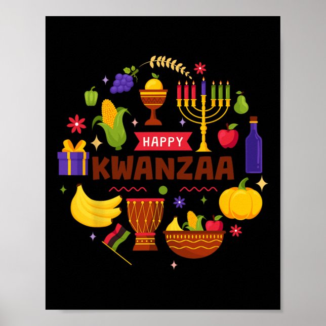 Lycklig Kwanzaa sju principer Kwanzaa Kinara M Poster (Framsidan)