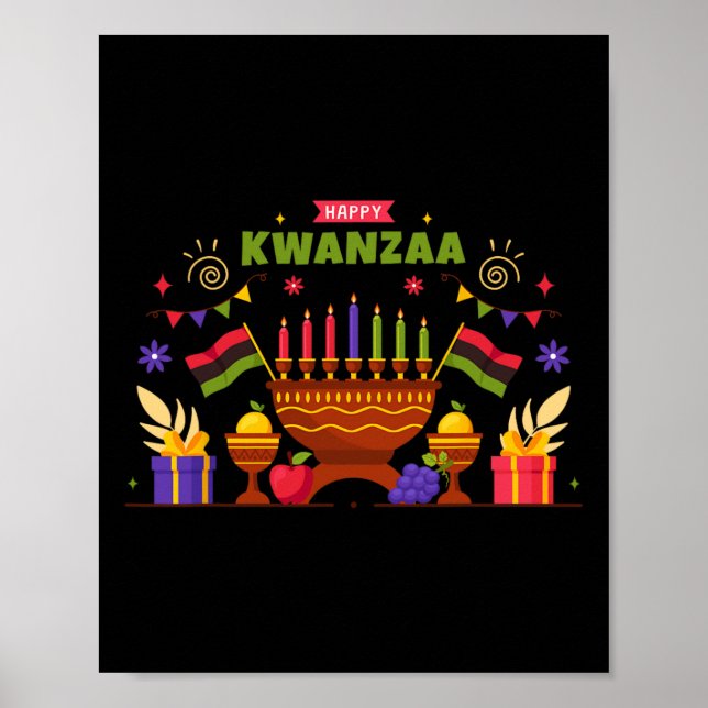 Lycklig Kwanzaa sju principer Kwanzaa Kinara M Poster (Framsidan)