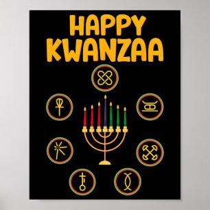 Lycklig Kwanzaa sju principer Kwanzaa Kinara M Poster