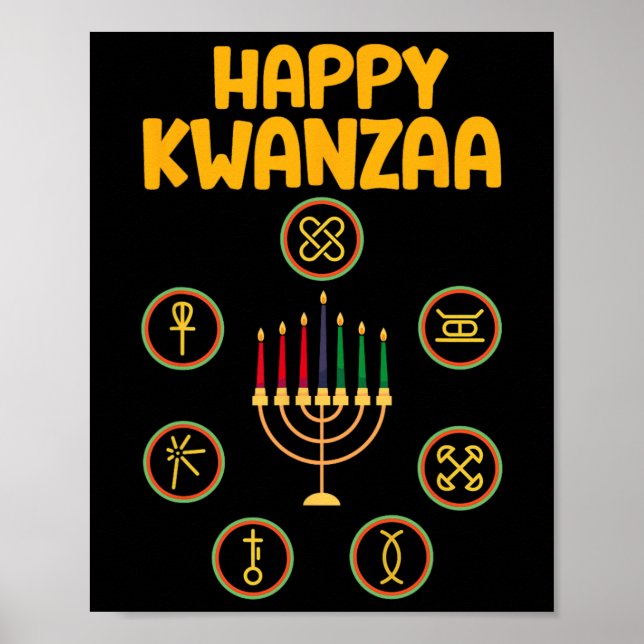 Lycklig Kwanzaa sju principer Kwanzaa Kinara M Poster (Framsidan)