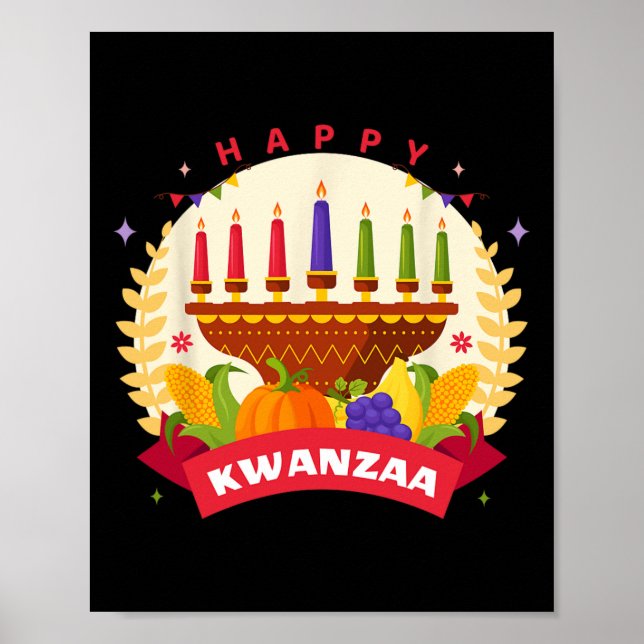 Lycklig Kwanzaa sju principer Kwanzaa Kinara M Poster (Framsidan)