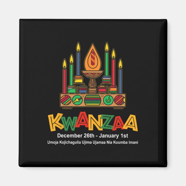 Lycklig Kwanzaa sju principer Kwanzaa - Kinara Magnet (Framsidan)