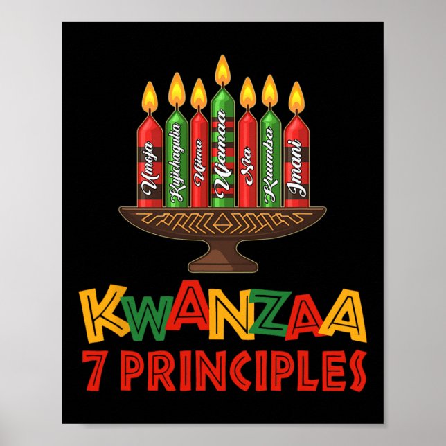Lycklig Kwanzaa sju principer Kwanzaa - Kinara Poster (Framsidan)