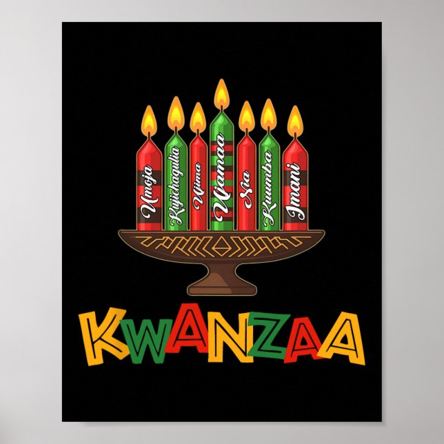 Lycklig Kwanzaa sju principer Kwanzaa - Kinara Poster (Framsidan)