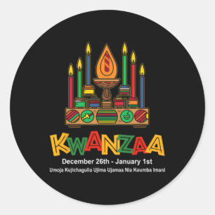 Lycklig Kwanzaa sju principer Kwanzaa - Kinara Runt Klistermärke