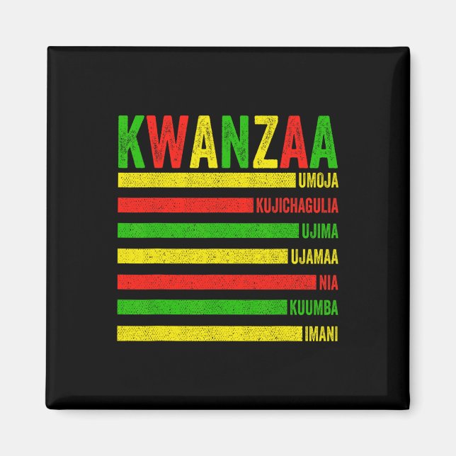 Lycklig Kwanzaa sju principer Kwanzaa Manar Wome Magnet (Framsidan)