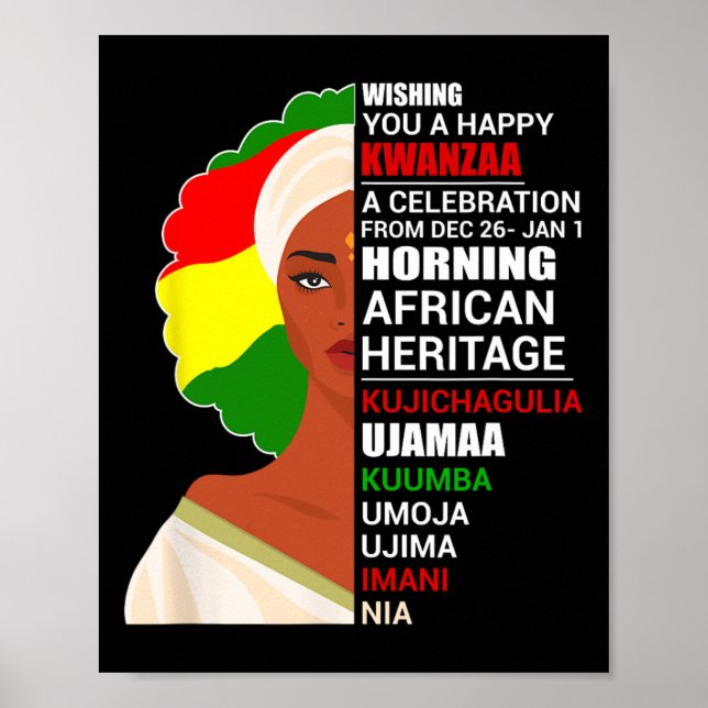 Lycklig Kwanzaa sju principer Kwanzaa Manar Wome Poster (Framsidan)