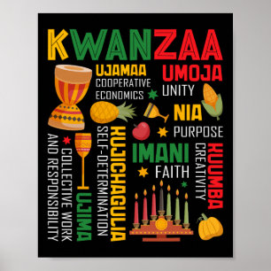 Lycklig Kwanzaa sju principer Kwanzaa Manar Wome Poster