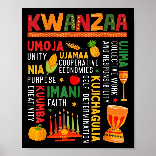 Lycklig Kwanzaa sju principer Kwanzaa Manar Wome Poster (Framsidan)