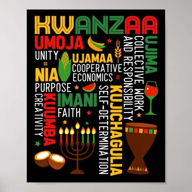 Lycklig Kwanzaa sju principer Kwanzaa Manar Wome Poster (Framsidan)